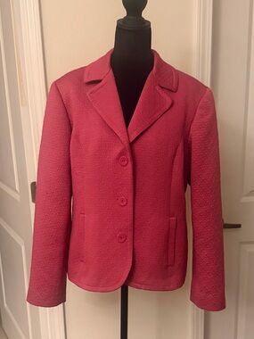 Chico's Textured Rose-Pink Three-Button Blazer